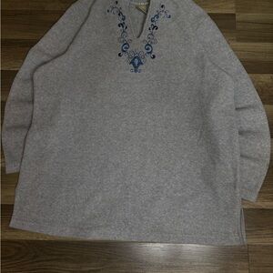 Just My Size Embroidered Fleece Pullover Sweater Light Steel Women's 16
